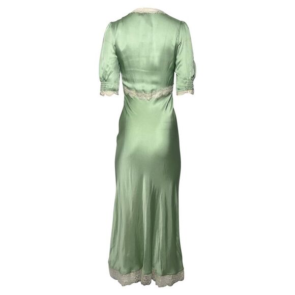 Rixo Annina Lace Trim Midi Dress in Green Viscose - Picture 3 of 6